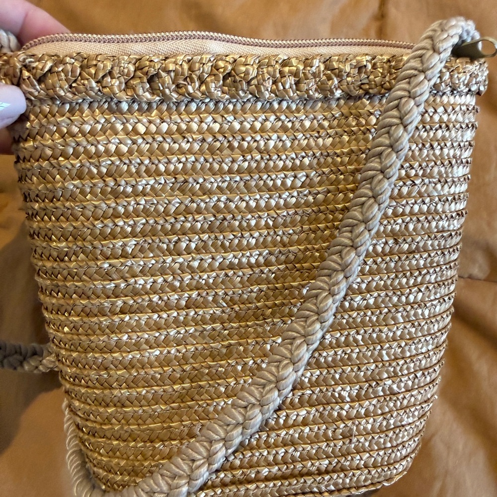 Woven Straw Crossbody Bag - Beige - Picture 2 of 3